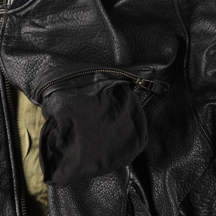 MONTES Leather Blouson, Men's Size L genuine leather black type Vintage Second Hand