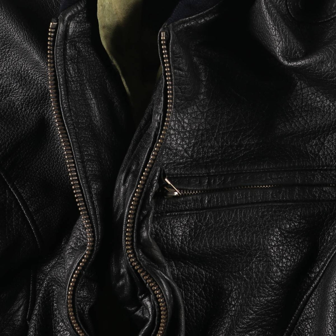 MONTES Leather Blouson, Men's Size L genuine leather black type Vintage Second Hand