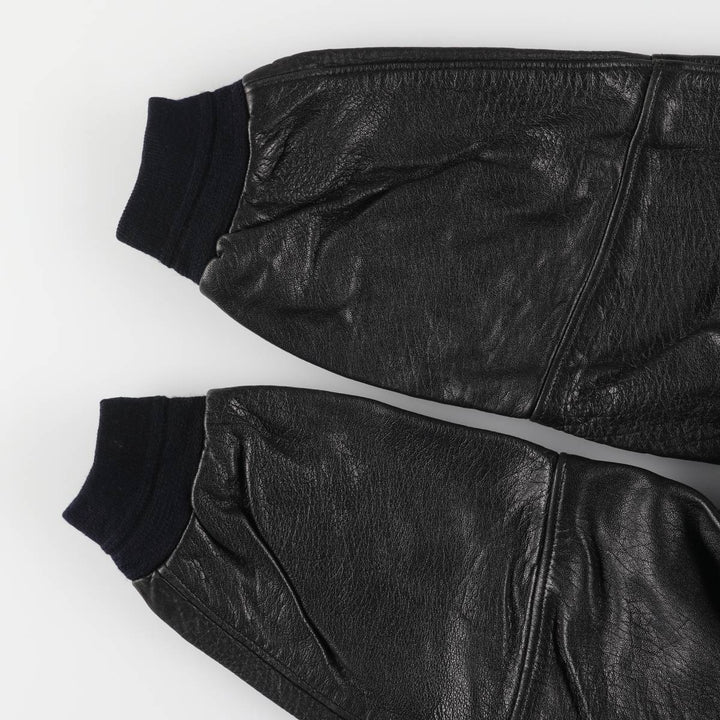 MONTES Leather Blouson, Men's Size L genuine leather black type Vintage Second Hand