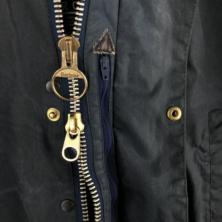 80s-90'S Barbour BEAUFORT 3 Warrant Oiled Hunting Jacket, Made in England, C36, Men's Size Small cotton navy blue type Vintage Second Hand