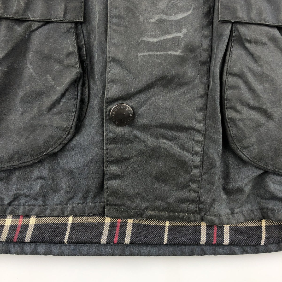 80s-90'S Barbour BEAUFORT 3 Warrant Oiled Hunting Jacket, Made in England, C36, Men's Size Small cotton navy blue type Vintage Second Hand