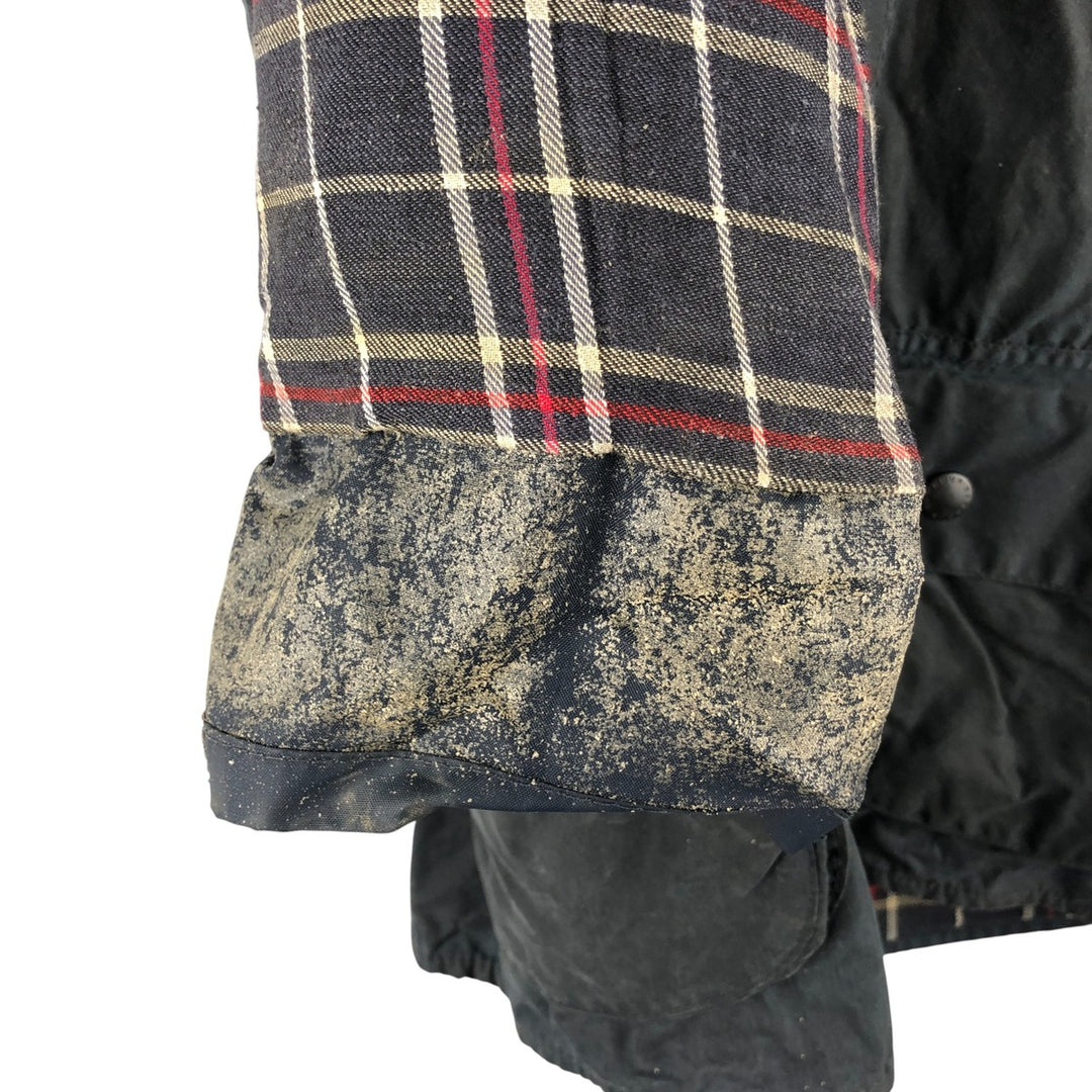 80s-90'S Barbour BEAUFORT 3 Warrant Oiled Hunting Jacket, Made in England, C36, Men's Size Small cotton navy blue type Vintage Second Hand