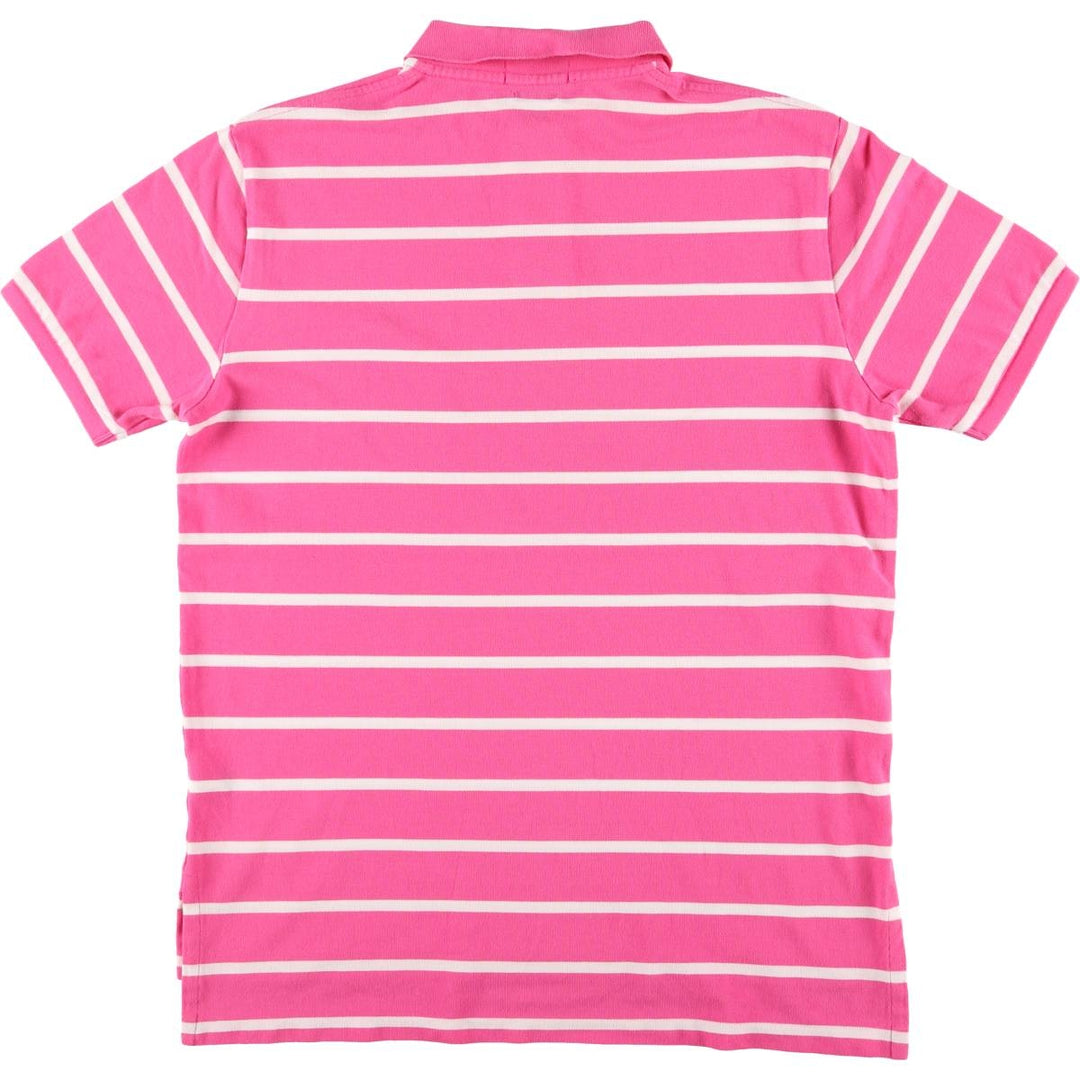 Ralph Lauren POLO RALPH LAUREN CUSTOM FIT short sleeve striped polo shirt for women size L cotton pink type Vintage Second Hand