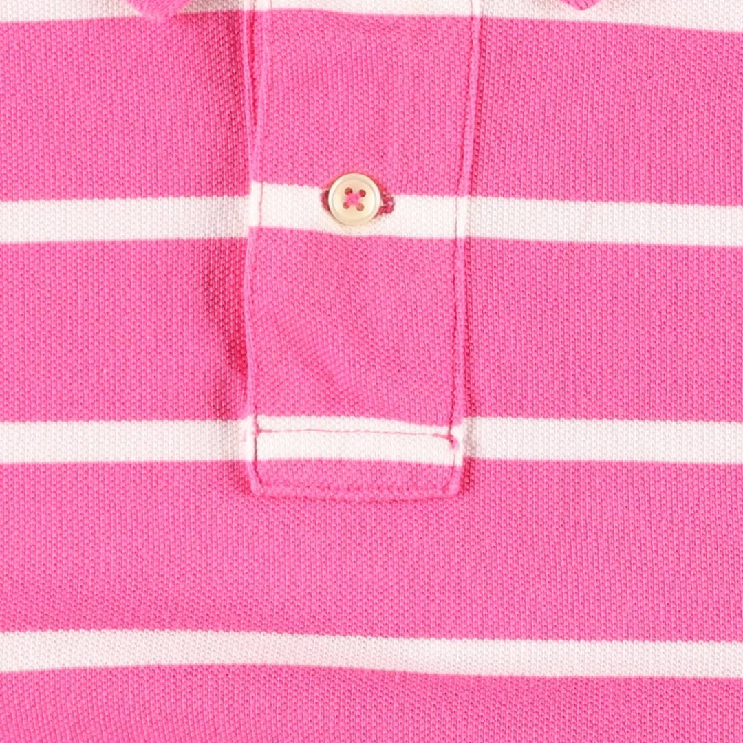 Ralph Lauren POLO RALPH LAUREN CUSTOM FIT short sleeve striped polo shirt for women size L cotton pink type Vintage Second Hand