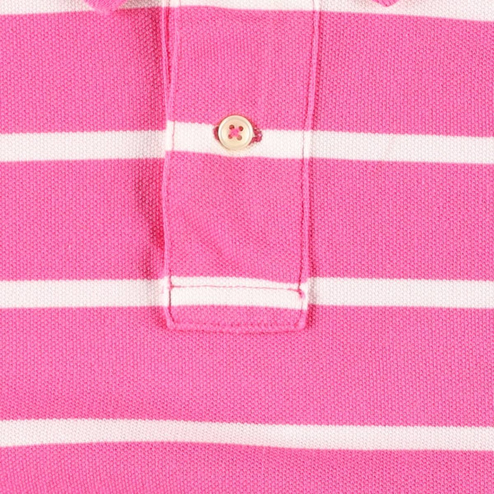 Ralph Lauren POLO RALPH LAUREN CUSTOM FIT short sleeve striped polo shirt for women size L cotton pink type Vintage Second Hand