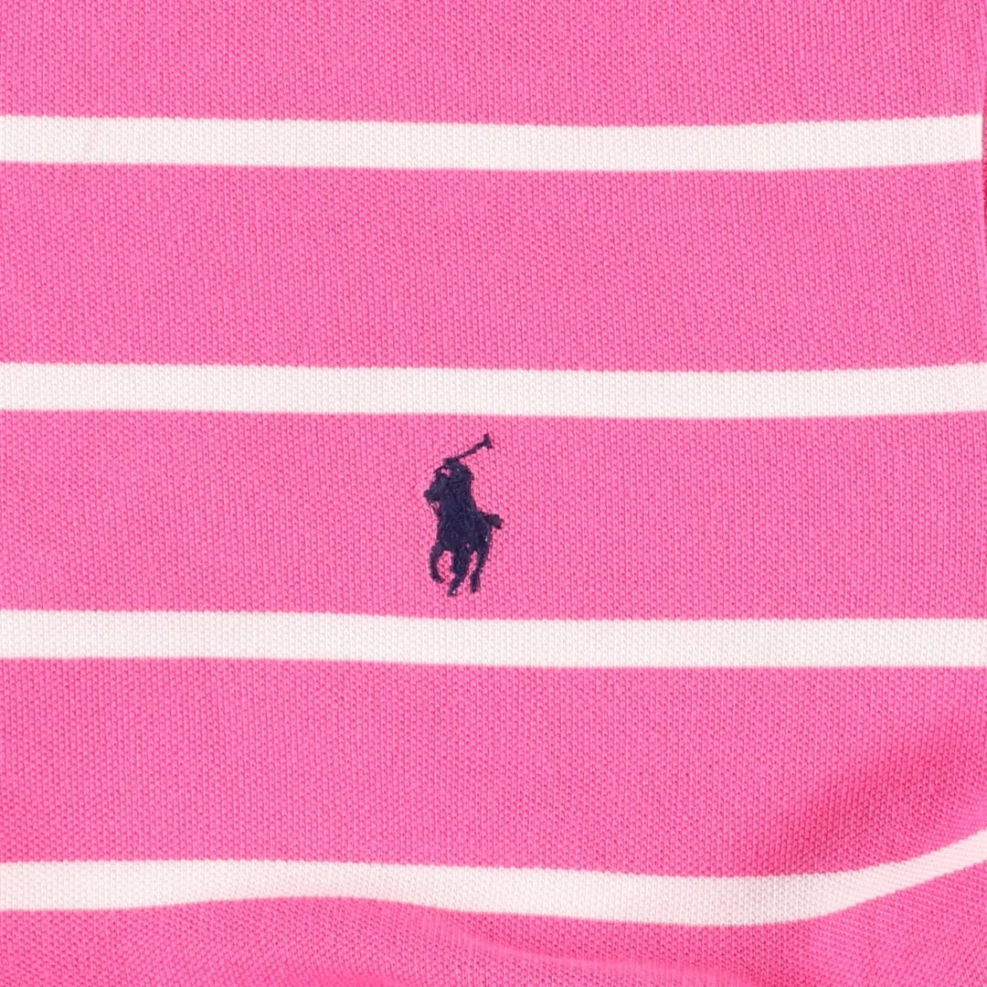 Ralph Lauren POLO RALPH LAUREN CUSTOM FIT short sleeve striped polo shirt for women size L cotton pink type Vintage Second Hand