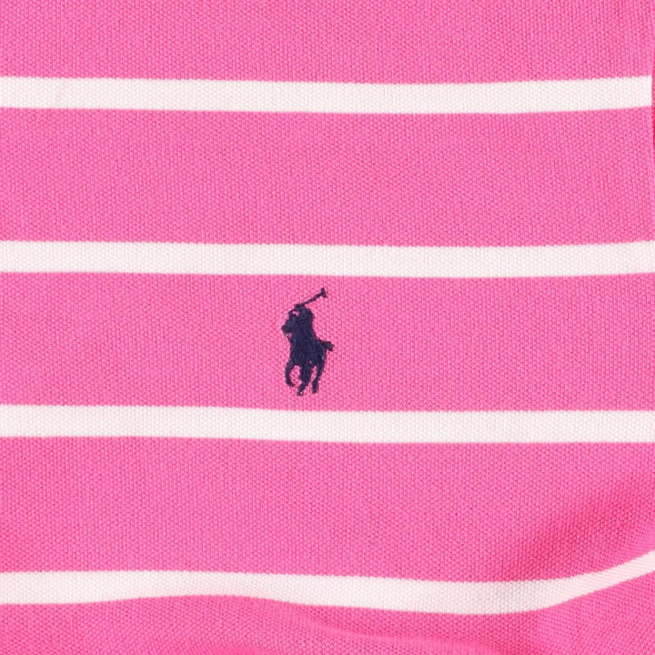 Ralph Lauren POLO RALPH LAUREN CUSTOM FIT short sleeve striped polo shirt for women size L cotton pink type Vintage Second Hand