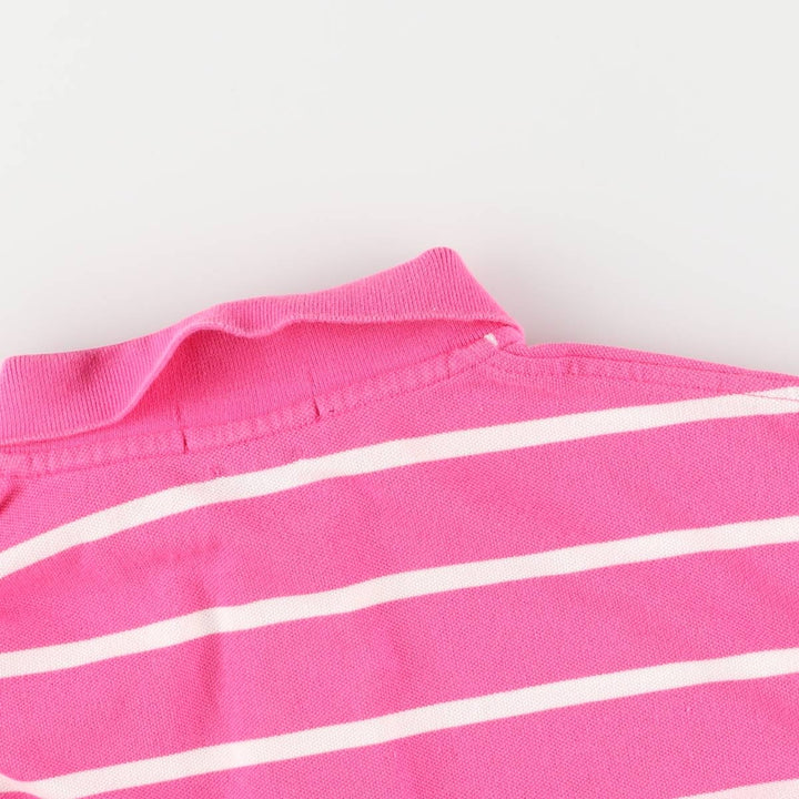 Ralph Lauren POLO RALPH LAUREN CUSTOM FIT short sleeve striped polo shirt for women size L cotton pink type Vintage Second Hand