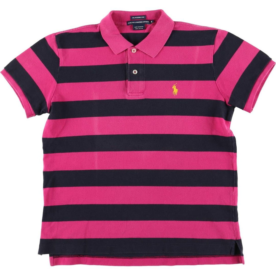 Ralph Lauren RALPH LAUREN SPORT Short Sleeve Striped Polo Shirt Women's M cotton pink type Vintage Second Hand