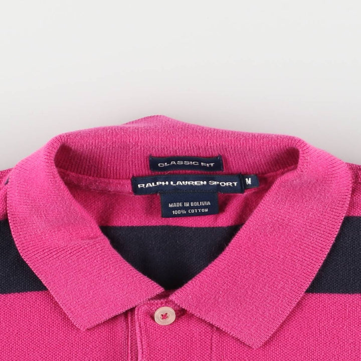 Ralph Lauren RALPH LAUREN SPORT Short Sleeve Striped Polo Shirt Women's M cotton pink type Vintage Second Hand