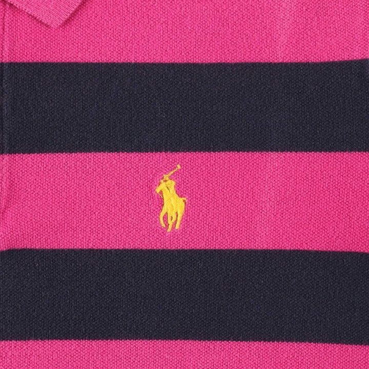 Ralph Lauren RALPH LAUREN SPORT Short Sleeve Striped Polo Shirt Women's M cotton pink type Vintage Second Hand
