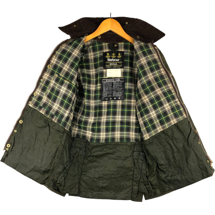 80s-90'S Barbour BEDALE 3 Warrant Waxed Cotton Oiled Jacket, Made in England, C30, Men's XS cotton Khaki type Vintage Second Hand
