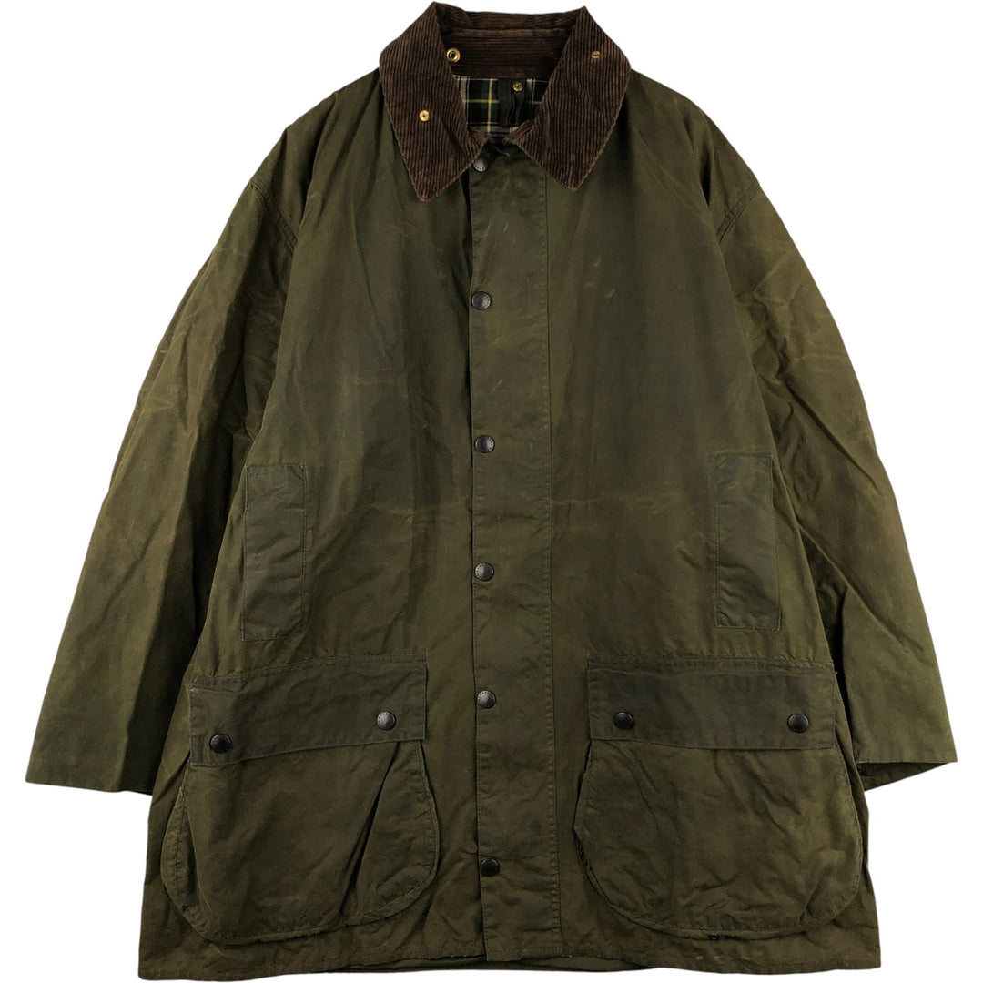 1990'S Barbour BORDER (formerly 3 Warrant) waxed cotton oiled jacket, Made in England, C46, Men's XL cotton Khaki type Vintage Second Hand