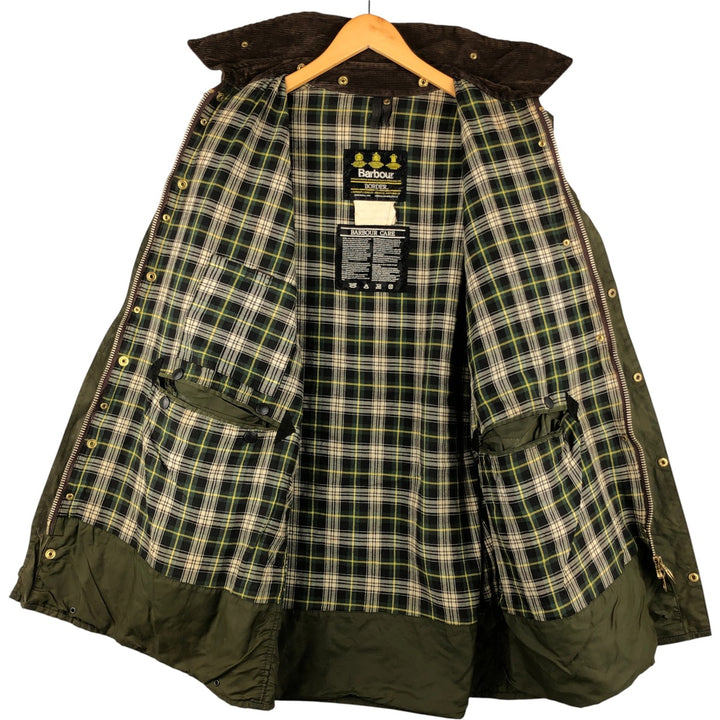 1990'S Barbour BORDER (formerly 3 Warrant) waxed cotton oiled jacket, Made in England, C46, Men's XL cotton Khaki type Vintage Second Hand