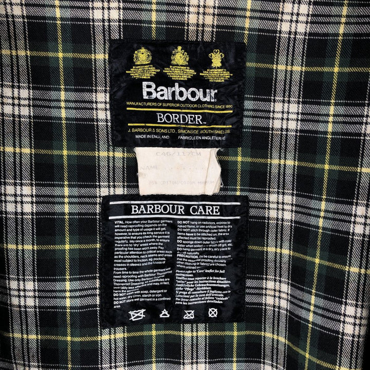 1990'S Barbour BORDER (formerly 3 Warrant) waxed cotton oiled jacket, Made in England, C46, Men's XL cotton Khaki type Vintage Second Hand