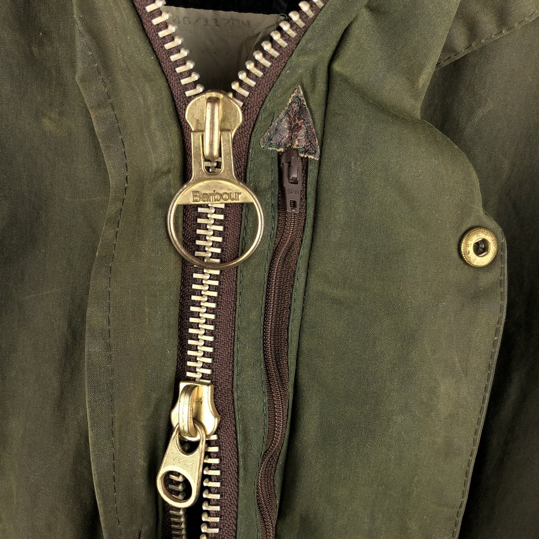 1990'S Barbour BORDER (formerly 3 Warrant) waxed cotton oiled jacket, Made in England, C46, Men's XL cotton Khaki type Vintage Second Hand