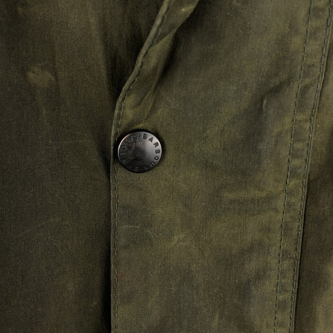 1990'S Barbour BORDER (formerly 3 Warrant) waxed cotton oiled jacket, Made in England, C46, Men's XL cotton Khaki type Vintage Second Hand