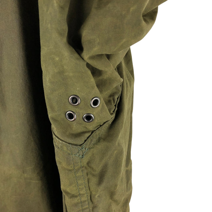 1990'S Barbour BORDER (formerly 3 Warrant) waxed cotton oiled jacket, Made in England, C46, Men's XL cotton Khaki type Vintage Second Hand