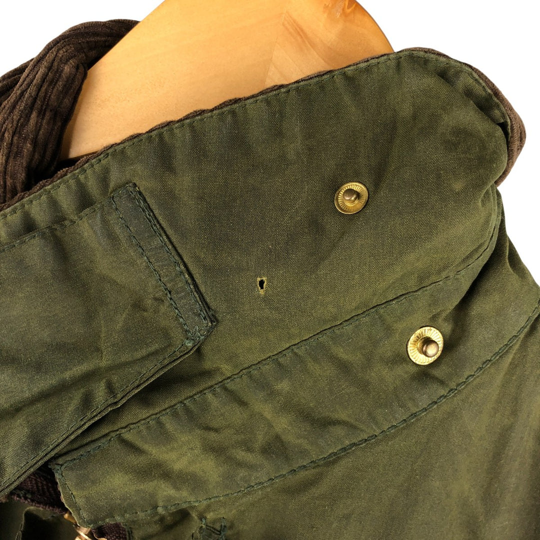 1990'S Barbour BORDER (formerly 3 Warrant) waxed cotton oiled jacket, Made in England, C46, Men's XL cotton Khaki type Vintage Second Hand