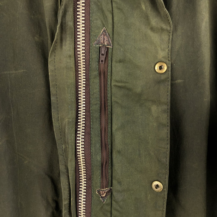 1990'S Barbour BORDER (formerly 3 Warrant) waxed cotton oiled jacket, Made in England, C46, Men's XL cotton Khaki type Vintage Second Hand