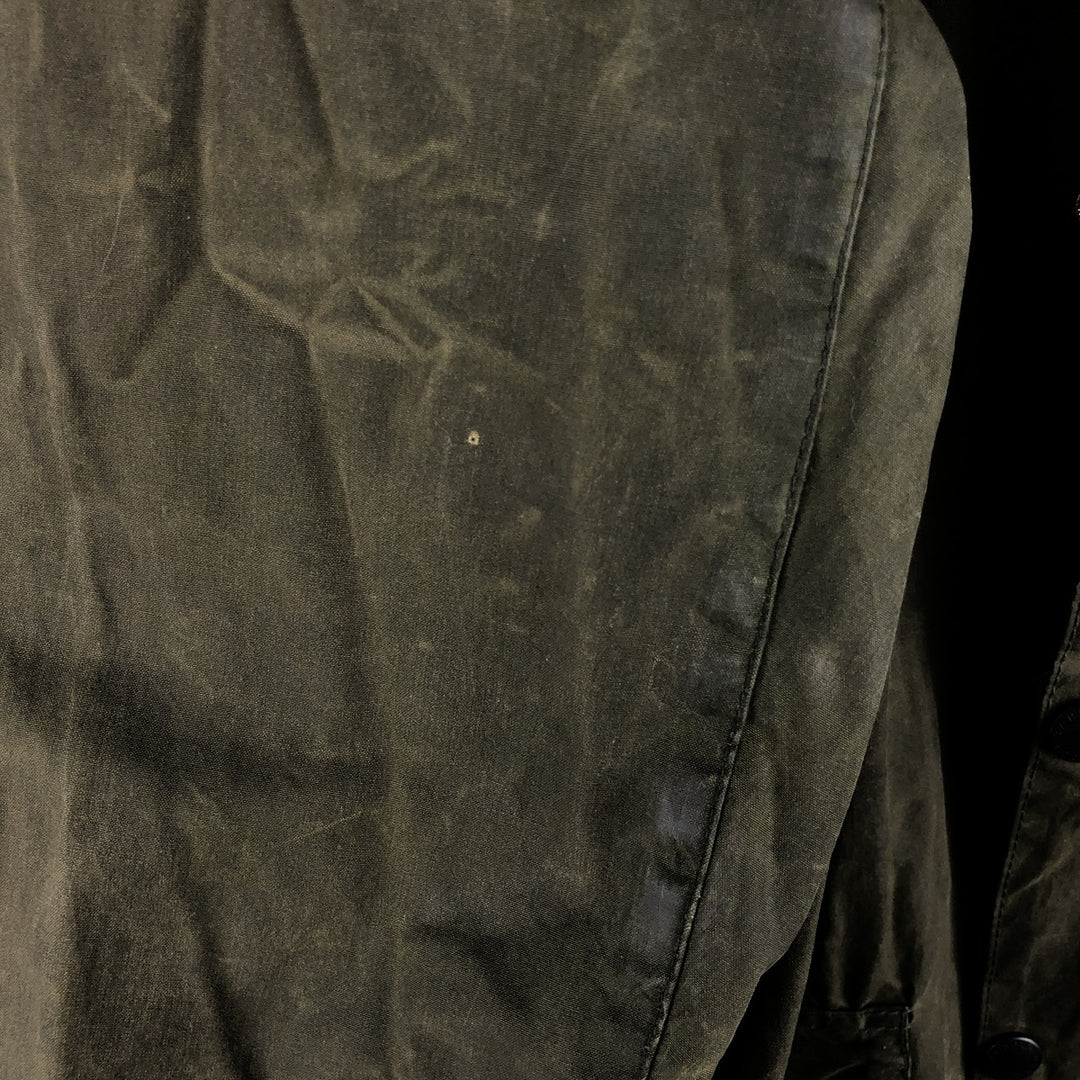 1990'S Barbour BORDER (formerly 3 Warrant) waxed cotton oiled jacket, Made in England, C46, Men's XL cotton Khaki type Vintage Second Hand