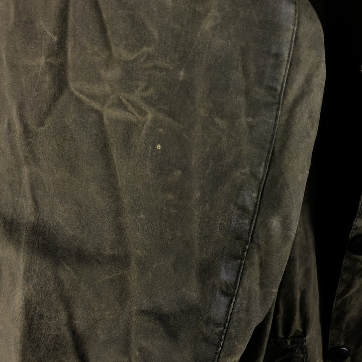 1990'S Barbour BORDER (formerly 3 Warrant) waxed cotton oiled jacket, Made in England, C46, Men's XL cotton Khaki type Vintage Second Hand