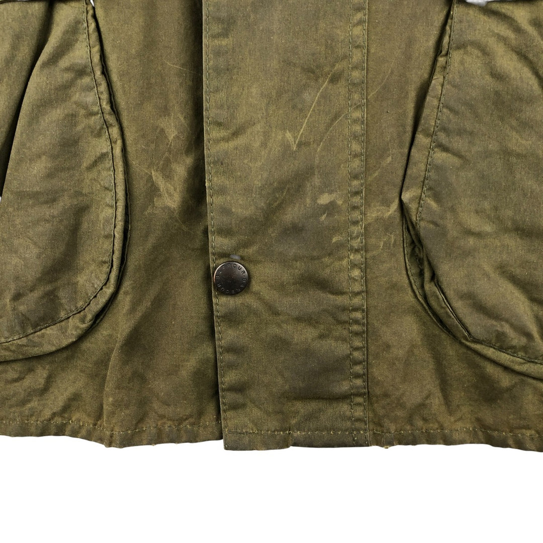 1990'S Barbour BORDER (formerly 3 Warrant) waxed cotton oiled jacket, Made in England, C46, Men's XL cotton Khaki type Vintage Second Hand