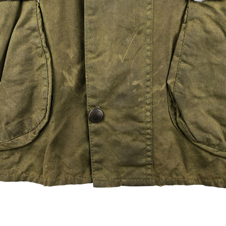 1990'S Barbour BORDER (formerly 3 Warrant) waxed cotton oiled jacket, Made in England, C46, Men's XL cotton Khaki type Vintage Second Hand
