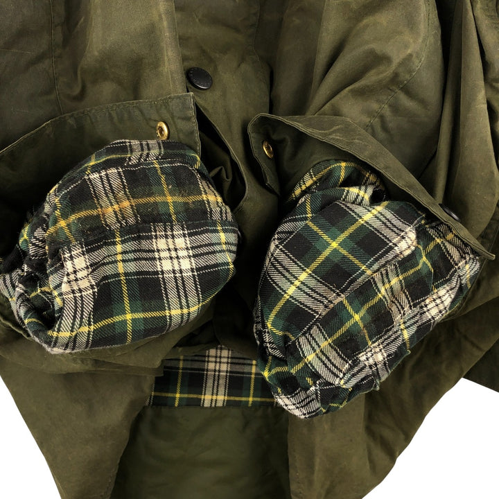1990'S Barbour BORDER (formerly 3 Warrant) waxed cotton oiled jacket, Made in England, C46, Men's XL cotton Khaki type Vintage Second Hand