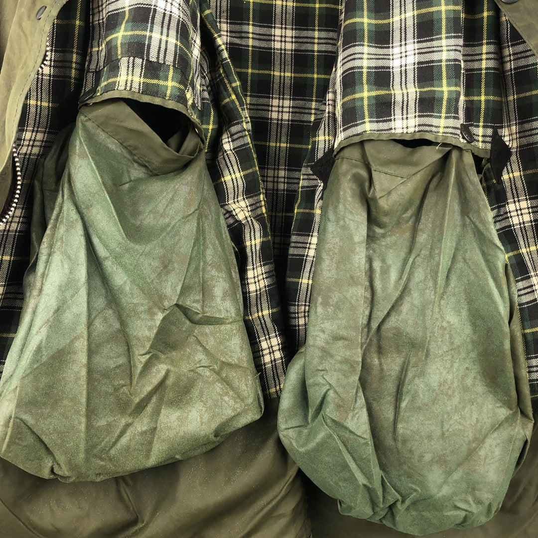 1990'S Barbour BORDER (formerly 3 Warrant) waxed cotton oiled jacket, Made in England, C46, Men's XL cotton Khaki type Vintage Second Hand