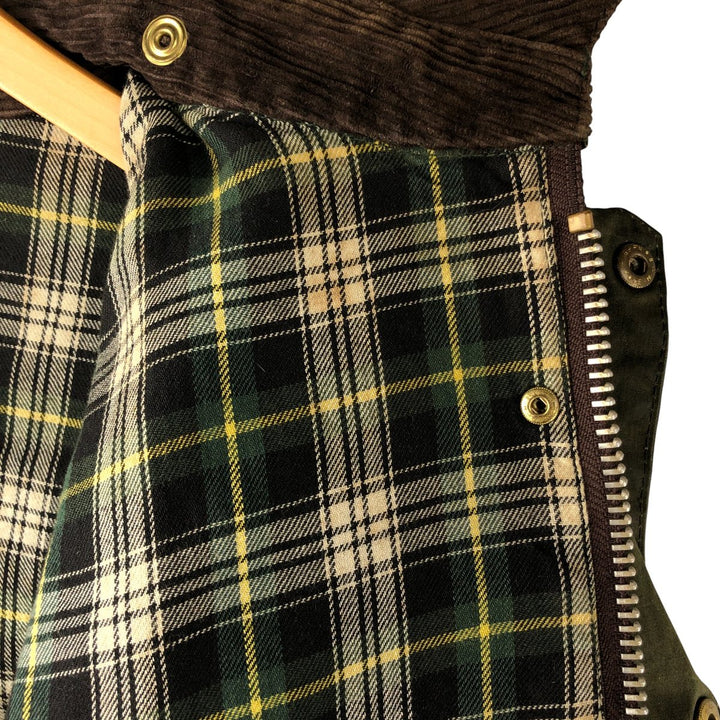 1990'S Barbour BORDER (formerly 3 Warrant) waxed cotton oiled jacket, Made in England, C46, Men's XL cotton Khaki type Vintage Second Hand