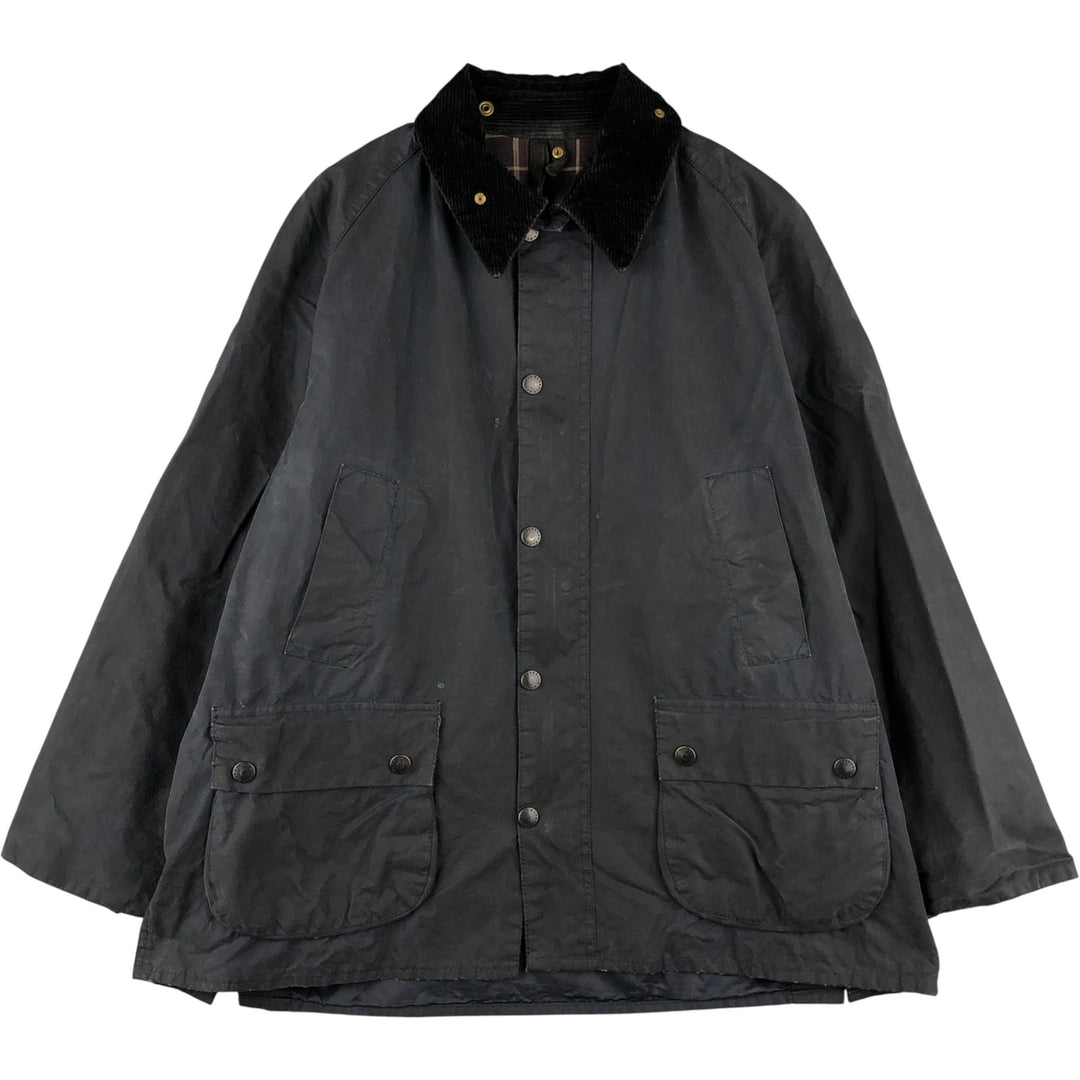 1990'S Barbour Bedale 3-Warrant Waxed Cotton Oiled Jacket, Made in England, C44, Men's Size L unclear navy blue type Vintage Second Hand