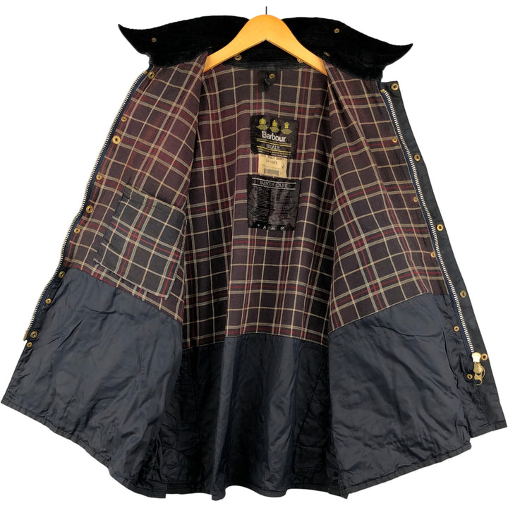 1990'S Barbour Bedale 3-Warrant Waxed Cotton Oiled Jacket, Made in England, C44, Men's Size L unclear navy blue type Vintage Second Hand