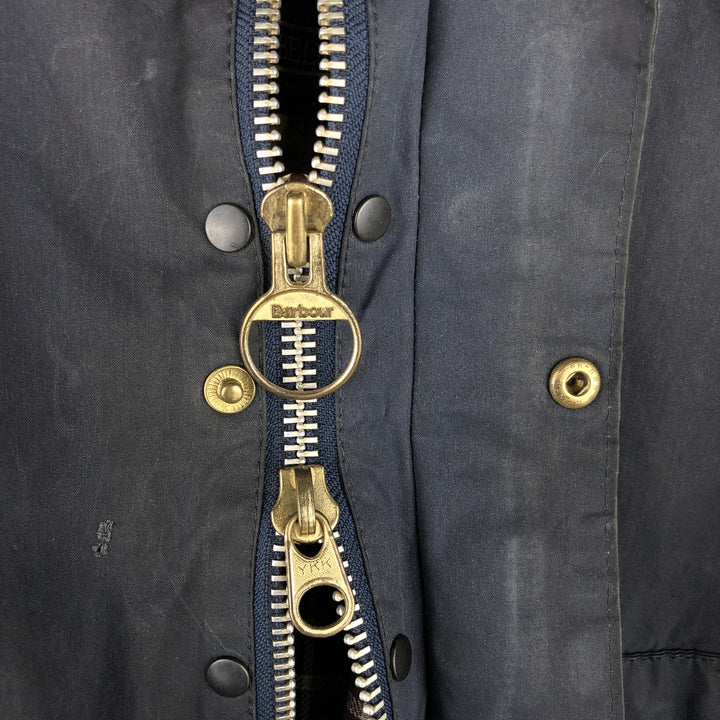 1990'S Barbour Bedale 3-Warrant Waxed Cotton Oiled Jacket, Made in England, C44, Men's Size L unclear navy blue type Vintage Second Hand