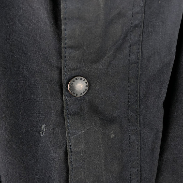 1990'S Barbour Bedale 3-Warrant Waxed Cotton Oiled Jacket, Made in England, C44, Men's Size L unclear navy blue type Vintage Second Hand