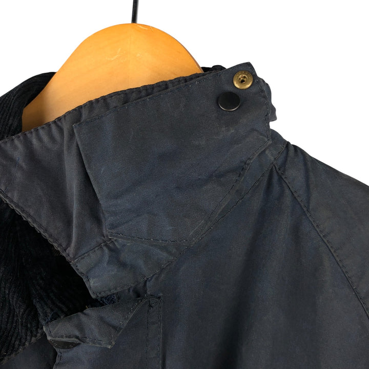 1990'S Barbour Bedale 3-Warrant Waxed Cotton Oiled Jacket, Made in England, C44, Men's Size L unclear navy blue type Vintage Second Hand