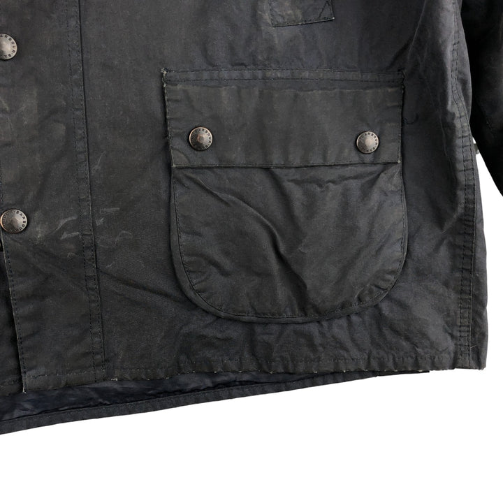 1990'S Barbour Bedale 3-Warrant Waxed Cotton Oiled Jacket, Made in England, C44, Men's Size L unclear navy blue type Vintage Second Hand
