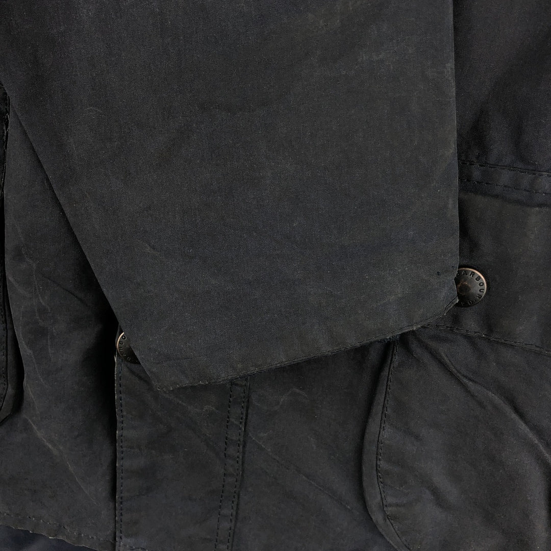 1990'S Barbour Bedale 3-Warrant Waxed Cotton Oiled Jacket, Made in England, C44, Men's Size L unclear navy blue type Vintage Second Hand