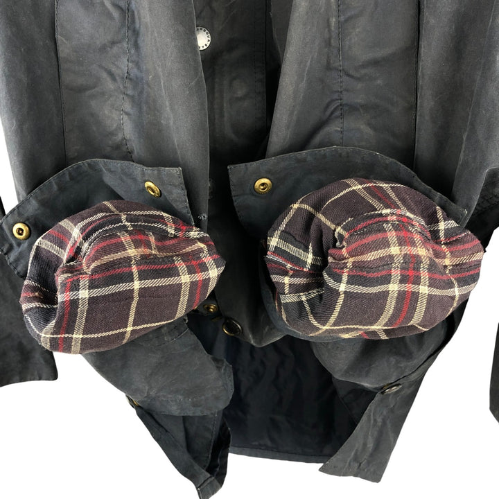 1990'S Barbour Bedale 3-Warrant Waxed Cotton Oiled Jacket, Made in England, C44, Men's Size L unclear navy blue type Vintage Second Hand