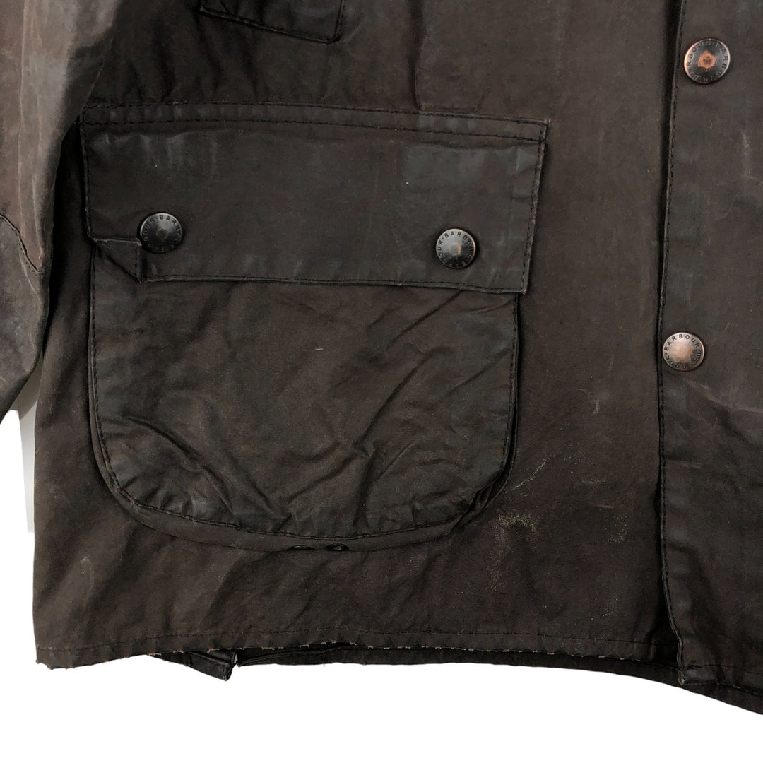 2000'S Barbour BEDALE Waxed Cotton Oiled Jacket with 3 Warrant Badge, Made in the UK, C44, Men's Size L cotton brown type Vintage Second Hand