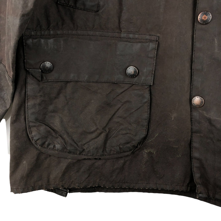 2000'S Barbour BEDALE Waxed Cotton Oiled Jacket with 3 Warrant Badge, Made in the UK, C44, Men's Size L cotton brown type Vintage Second Hand