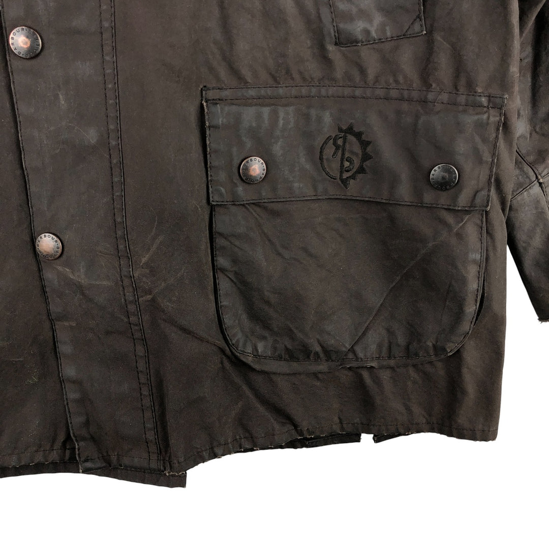 2000'S Barbour BEDALE Waxed Cotton Oiled Jacket with 3 Warrant Badge, Made in the UK, C44, Men's Size L cotton brown type Vintage Second Hand
