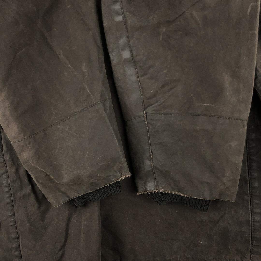 2000'S Barbour BEDALE Waxed Cotton Oiled Jacket with 3 Warrant Badge, Made in the UK, C44, Men's Size L cotton brown type Vintage Second Hand