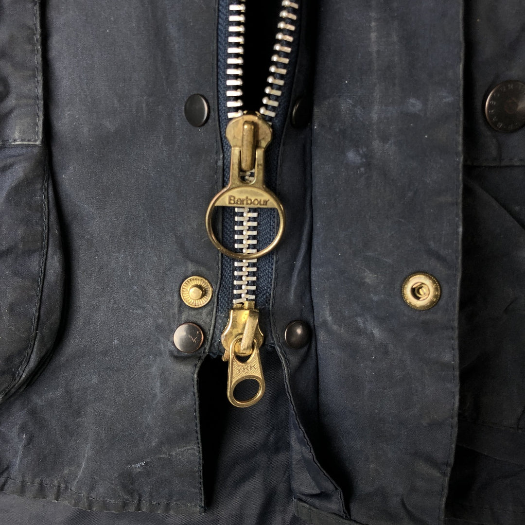 1990'S Barbour Bedale (formerly 3 Warrant) waxed cotton oiled jacket, made in England, C40, men's size M cotton navy blue type Vintage Second Hand