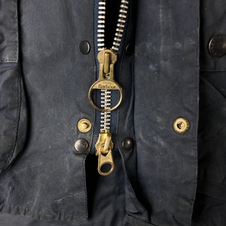 1990'S Barbour Bedale (formerly 3 Warrant) waxed cotton oiled jacket, made in England, C40, men's size M cotton navy blue type Vintage Second Hand