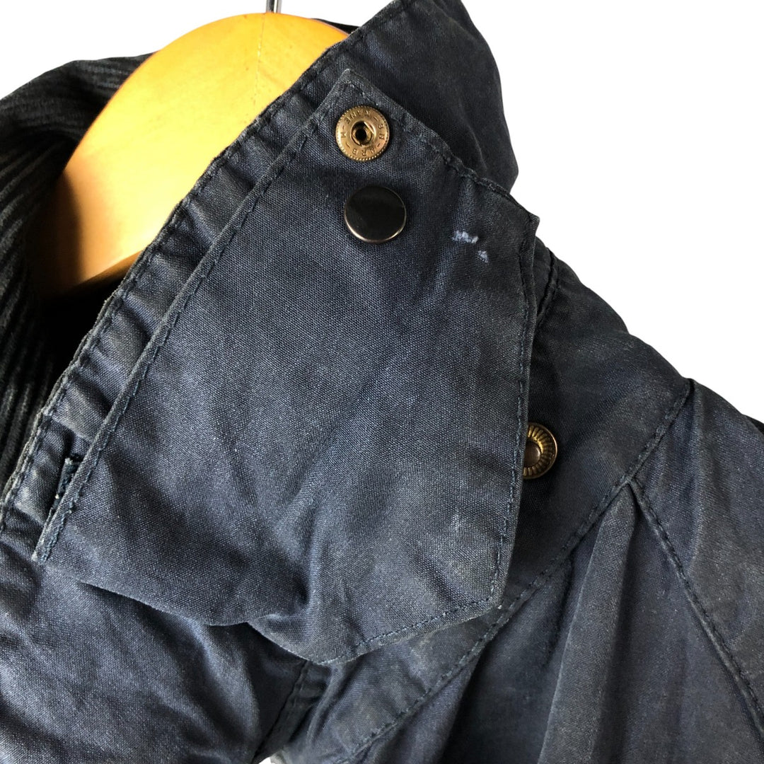 1990'S Barbour Bedale (formerly 3 Warrant) waxed cotton oiled jacket, made in England, C40, men's size M cotton navy blue type Vintage Second Hand