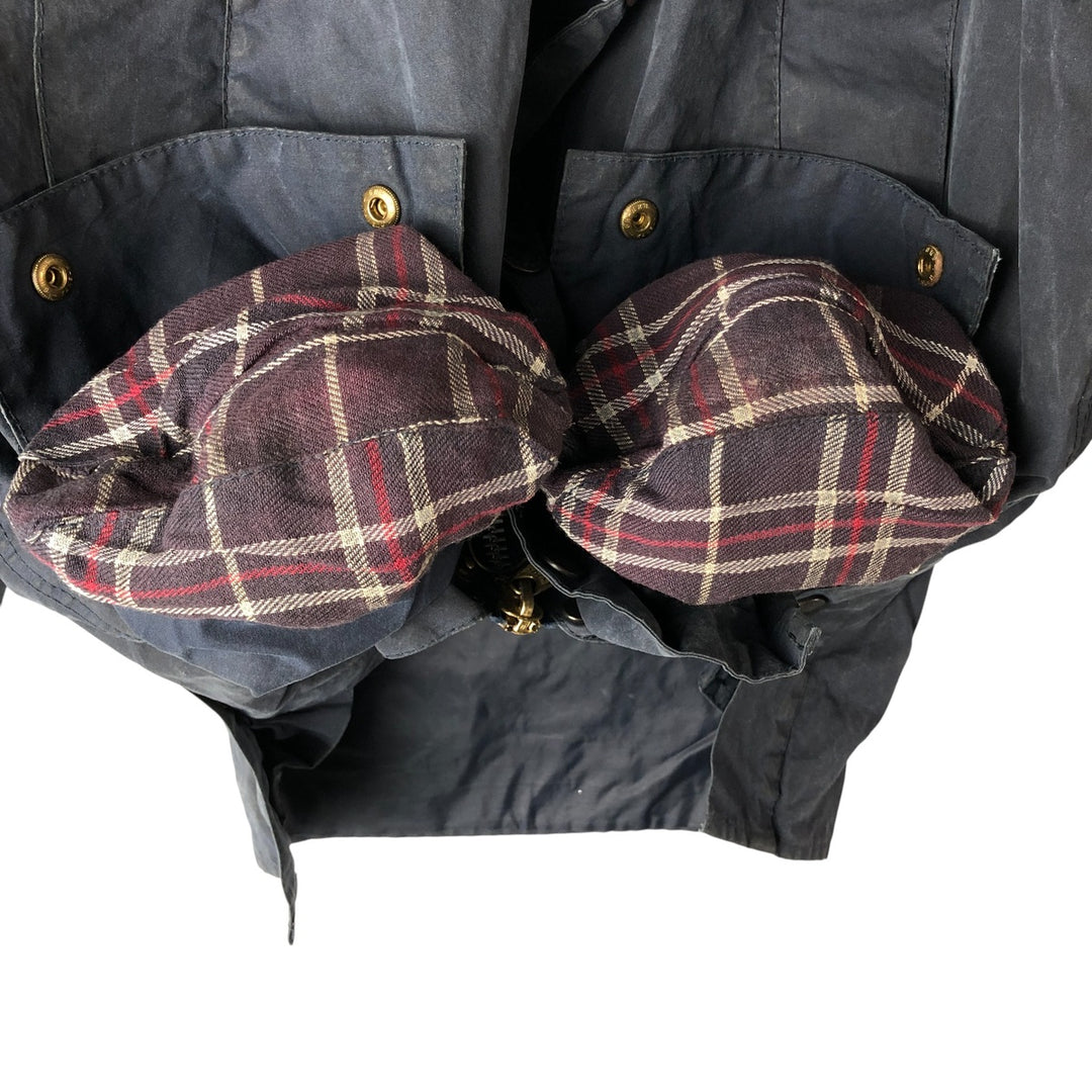 1990'S Barbour Bedale (formerly 3 Warrant) waxed cotton oiled jacket, made in England, C40, men's size M cotton navy blue type Vintage Second Hand