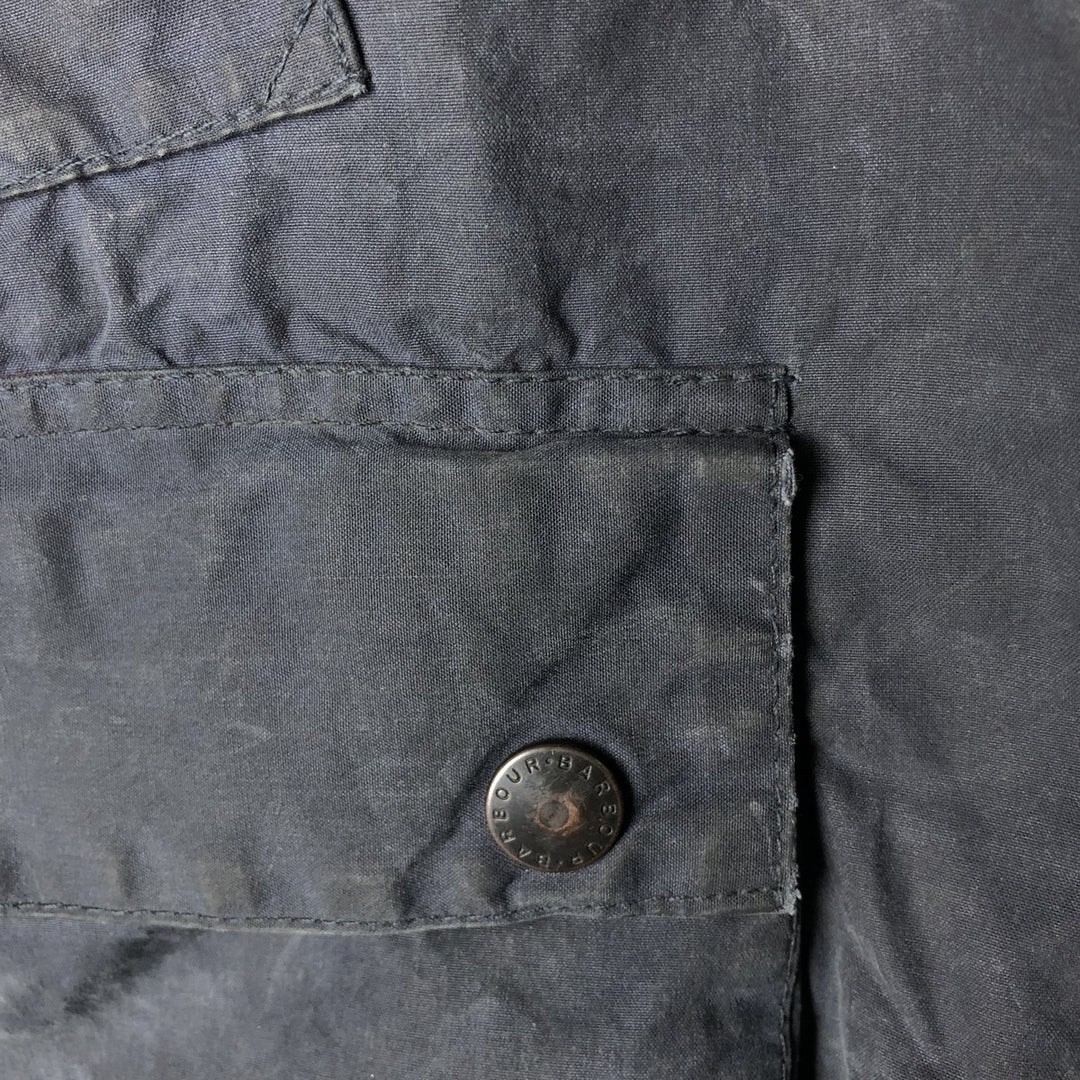 1990'S Barbour Bedale (formerly 3 Warrant) waxed cotton oiled jacket, made in England, C40, men's size M cotton navy blue type Vintage Second Hand