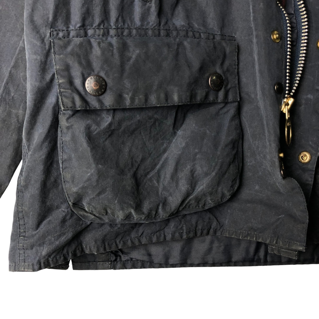 1990'S Barbour Bedale (formerly 3 Warrant) waxed cotton oiled jacket, made in England, C40, men's size M cotton navy blue type Vintage Second Hand