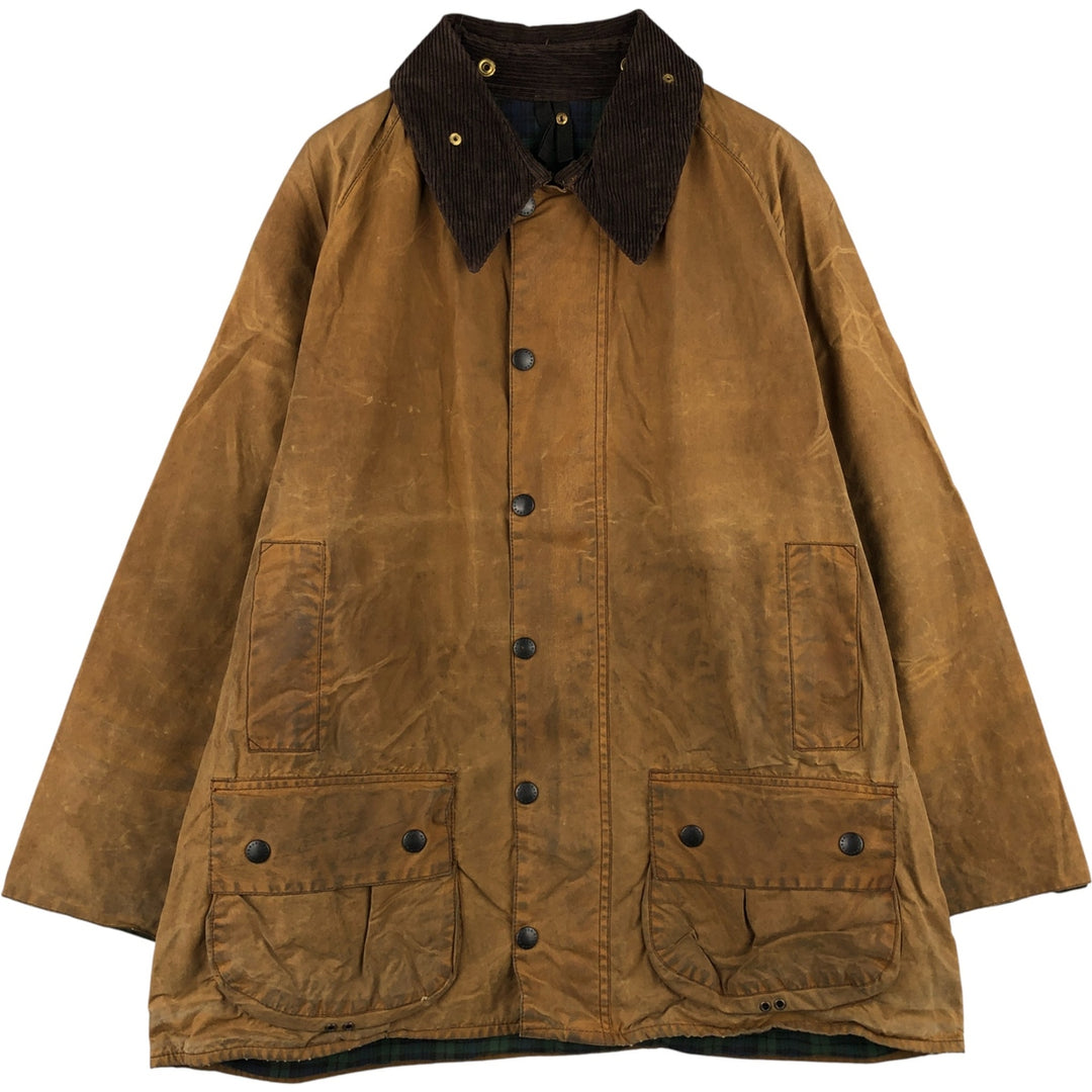 80s-90'S Barbour BEAUFORT 3 Warrant Oiled Hunting Jacket, Made in England, C46, Men's XL cotton Beige type Vintage Second Hand